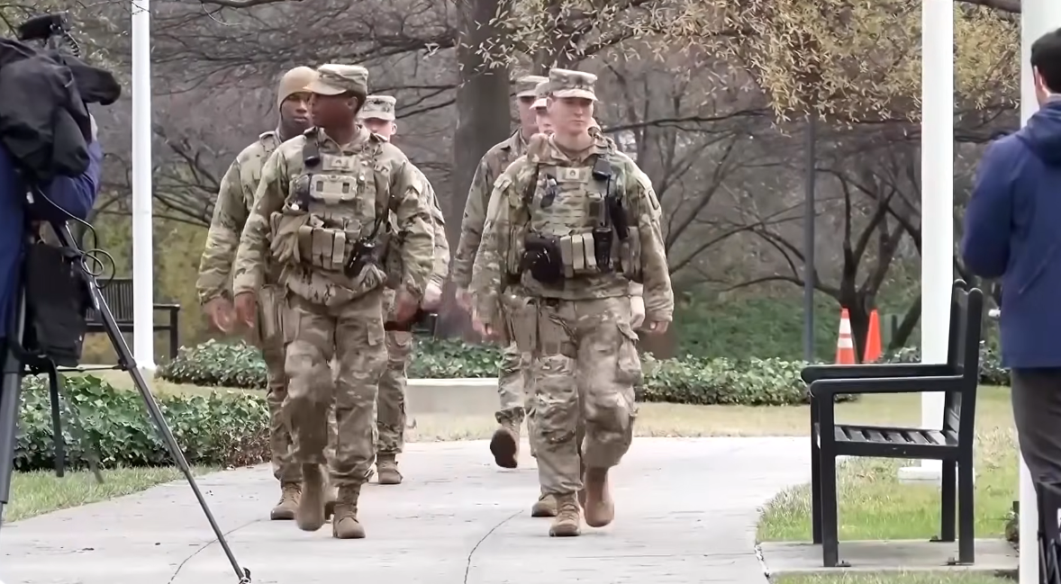 President Trump and National Guard troops during a Washington D.C. security operation