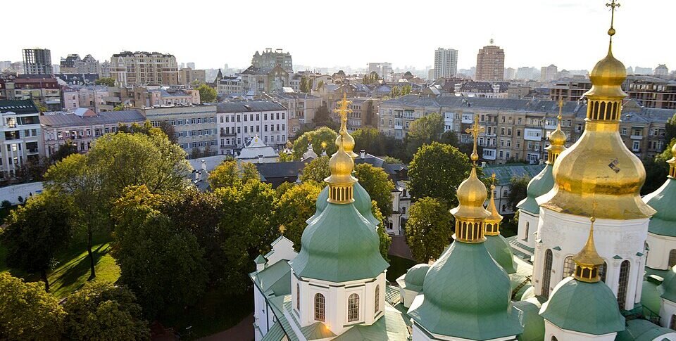 Damaged residential building after a Russian drone strike in Ukraine