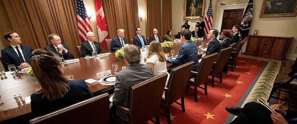 President Donald Trump speaking about tariffs and American trade policy during a White House event.