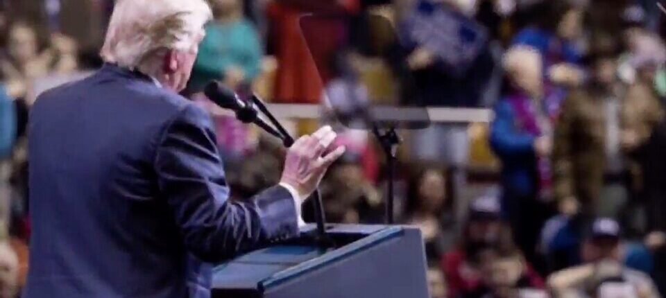 President Donald Trump speaking at the Republican midterm convention in Dallas, Texas.